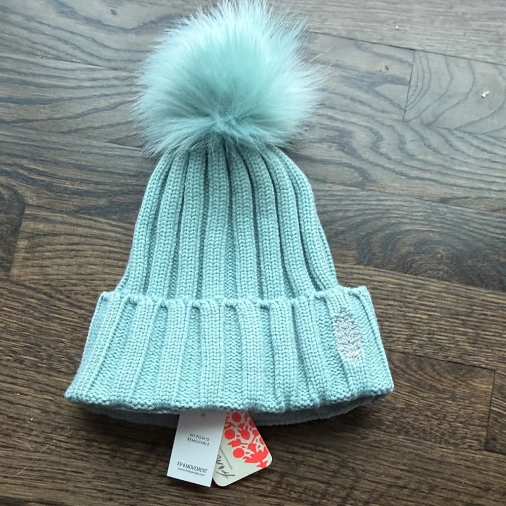 FP Movement by Free People Teal Knit Pom Beanie